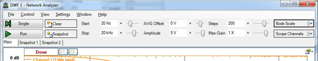 Adjust the Bode Scale to give a good looking plot which allows you to see the whole curve. Perhaps: Amplitude 0 to -50dB. Phase 0 to -90.