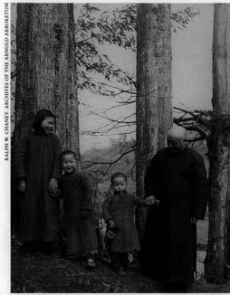 27 The landlord of the property on which the second group of dawn redwoods was found stands with his children near one of the largest trees.