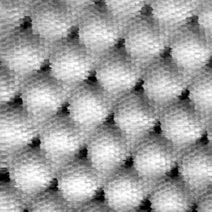 The other domain in this image is (5 x 5) with respect to the graphite lattice, although it is not resolved at this scale. Fig. 20. Close-up image of the ( 63 x 63 )R19 domain in Fig.