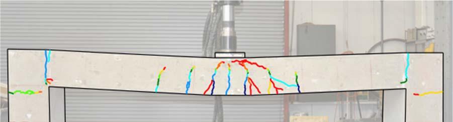 Figure 13. Specimen 1 crack map during 55 kip (245 kn) load holding. Along with crack mapping at every load increment, crack width measurements were taken at various cracks throughout the specimen.