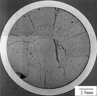 6 Figure 1.1 cracks) [7]. A cross-section photo of the post-irradiation nuclear fuel rod (notice the micro 1.5. Dissertation Overview This dissertation is divided into four main parts.