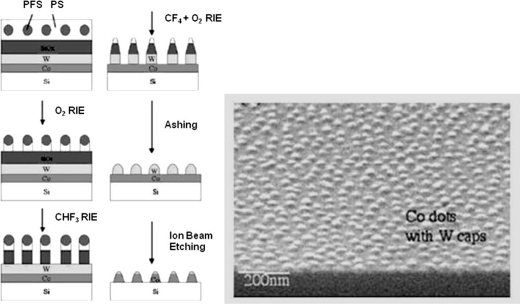 A. Nunns et al. / Polymer 54 (2013) 1269e1284 1279 Fig. 14. Fabrication of cobalt nanodot arrays using PS-b-PFS thin film block copolymer lithography. Reproduced with permission from Ref. [36].