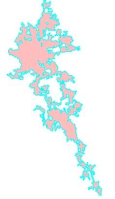 Select by location: water bodies in contact with the areas linked by water (Enlarged_core_classes_water_linked.shp)