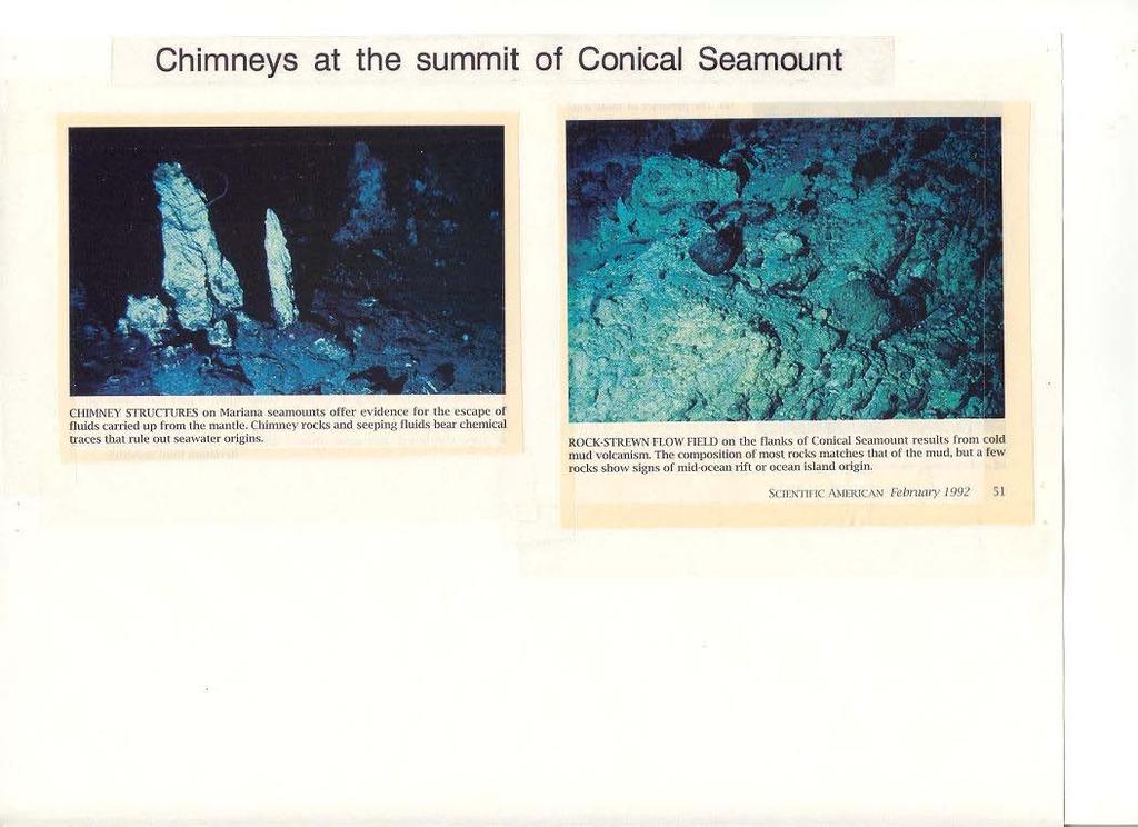 Chimneys of CaCO 3 (calcite and aragonite) (Chimneys at sites closer to the trench are brucite!