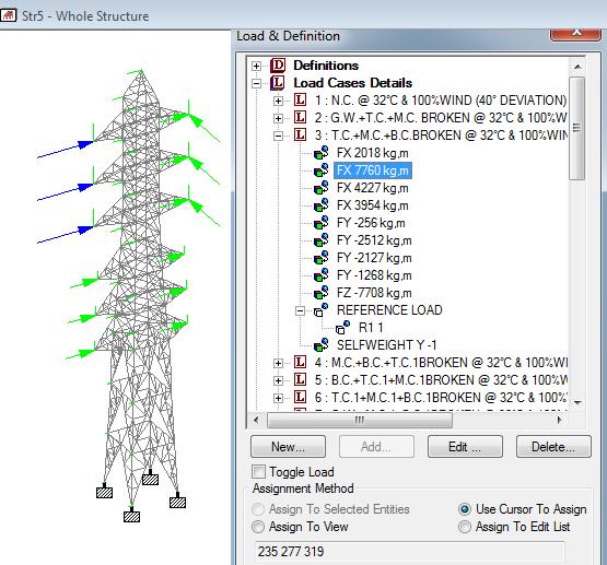 LOAD CASE 2:- Loads acting on transmission tower under broken wire condition. Analysis and Design of Transmission Tower Figure 4.