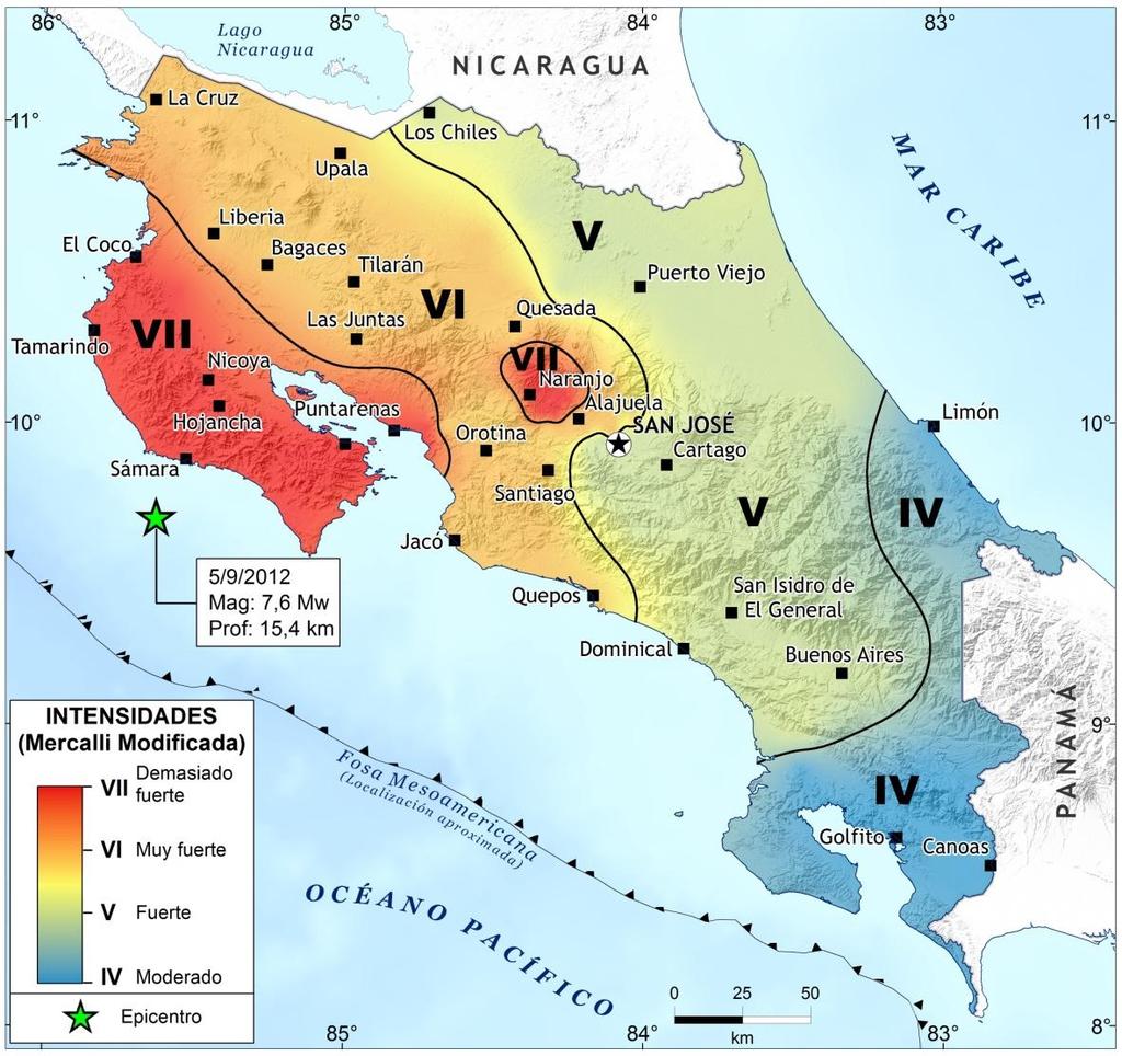VII. In Liberia, Cañas, Tilaran, Miramar, Ciudad Quesada and in the Central Valley of Costa Rica were the capital stands, it was estimated in V (Fig. 2).