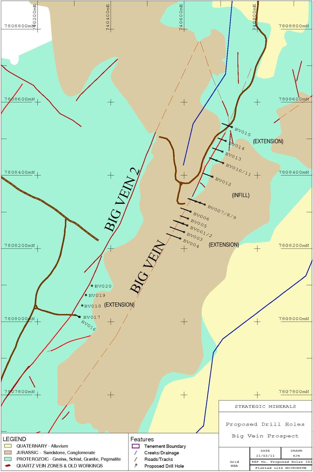 MAP 3 Map of Proposed Drill Holes Big Vein and Big Vein 2