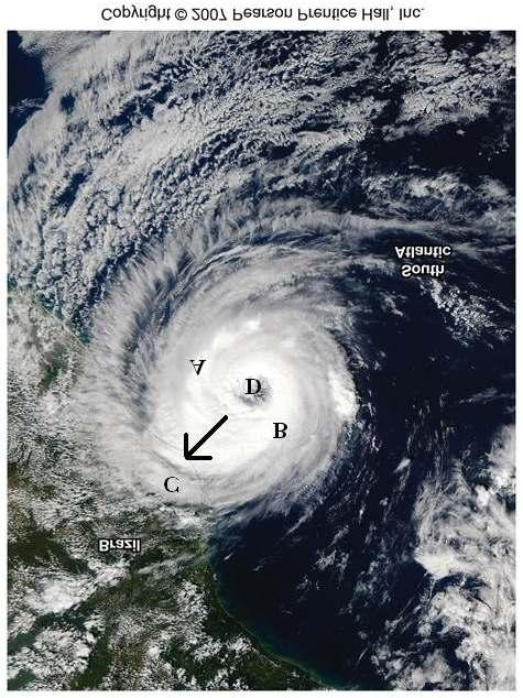22) Carefully consider the photography of a hurricane in the South Atlantic shown above.