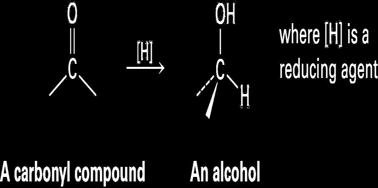 Alcohols from Carbonyl Compounds: Reduc1on Reduc1on of a carbonyl compound in general
