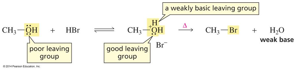 Acid Converts the Poor Leaving Group into a Good Leaving Group Alcohols have to be ac1vated before they can