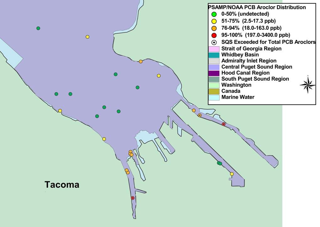 2003 Georgia Basin/Puget Sound Research Conference Figure 3. Distribution of total PCB Aroclor concentrations (ppb, dry wt.