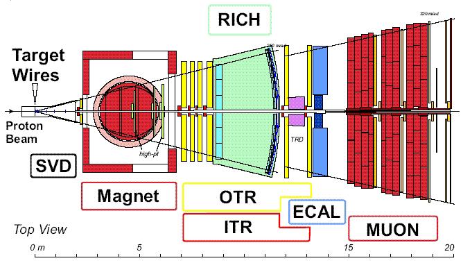 The Hera-B Detector Electron beam Fixed target detector at HERA (DESY) IR 5 10 MHz 920 GeV/c proton beam ( s = 41.