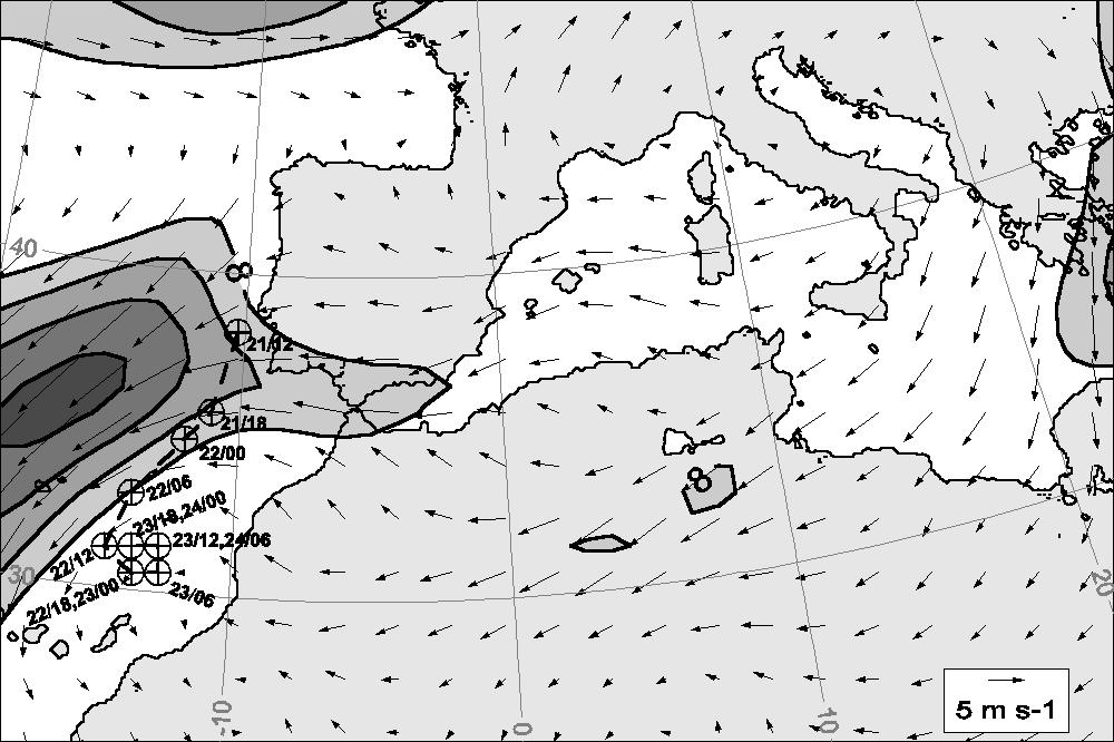 V. Homar et al.: Numerical study of the October 2000 torrential precipitation event over eastern Spain 2061 Fig. 17. As in Fig. 8 but for the weakened cutoff low precursor trough experiment.