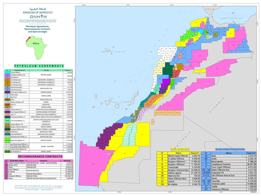 Exploration Status Open acreage, permits and reconnaissance licences map Open acreage 06 blocks offshore 05 blocks onshore Under negotiation