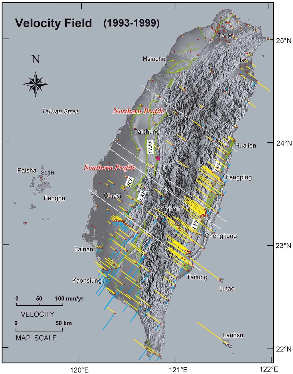 288 Y.-J. Hsu et al. / Earth and Planetary Science Letters 211 (2003) 287^294 Fig. 1. Shaded relief topographic map of Taiwan. Major faults are indicated as green lines.