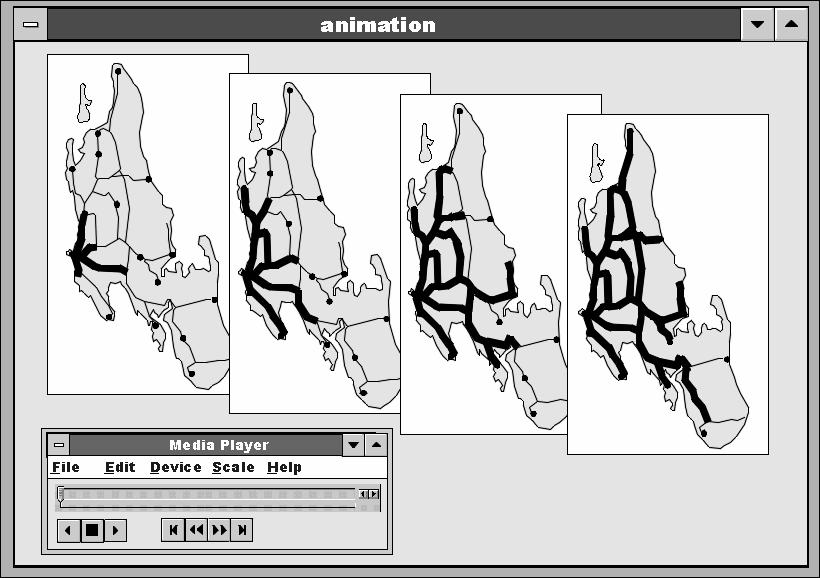 Animated (dynamic) map Quick succession of slightly different images -usually frames showing change in display time the temporal