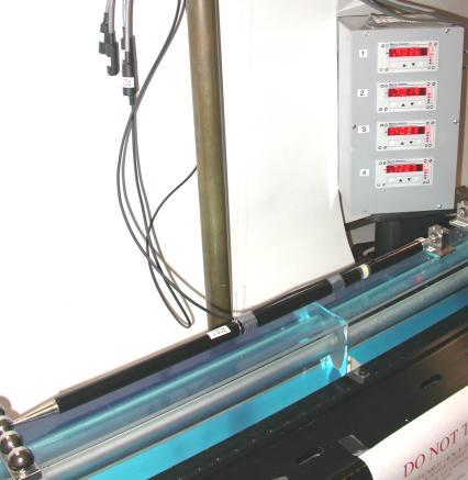 (a) Figure 5. (a) Using laser tracker to calibrate the metering rod calibration bench which is made of ULE block. Calibrate the metering rod with LVDT at one end.
