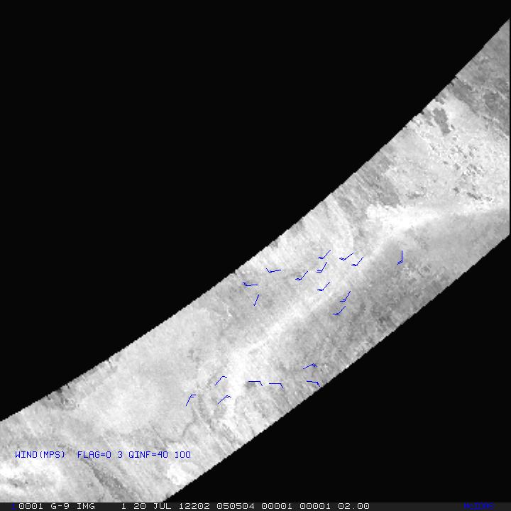 Aqua MODIS AMVs AIRS Retrieval AMVs at All Levels MODIS 20 July 2012 0551 UTC Infrared and Water