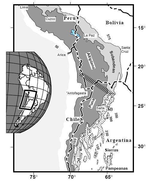Nazca Plate Figure 1. Location map of Central Andes arc.
