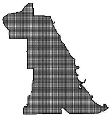 The boundary of the area is then overlaid on the grid to create a new grid system with cropped marginal.
