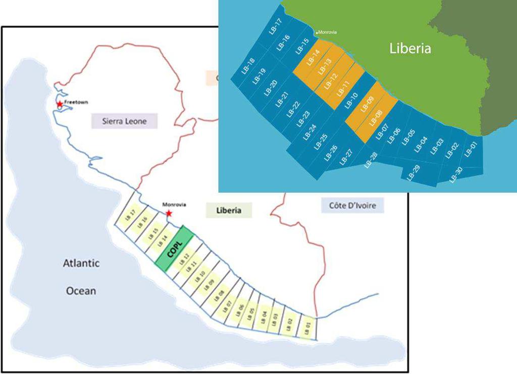 Liberia Block LB-13 Block LB-13 is located off the coast of Margibi and Grand Bassa to the southeast of the Liberian capital Monrovia.