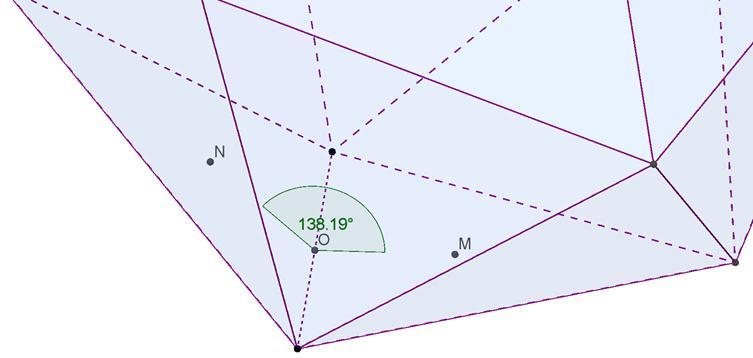4.3. Kot med sosednjima mejnima ploskvama Za izračun kota ϑ med sosednjima mejnima ploskvama ikozaedra potrebujemo najprej težišči sosednjih ploskev.
