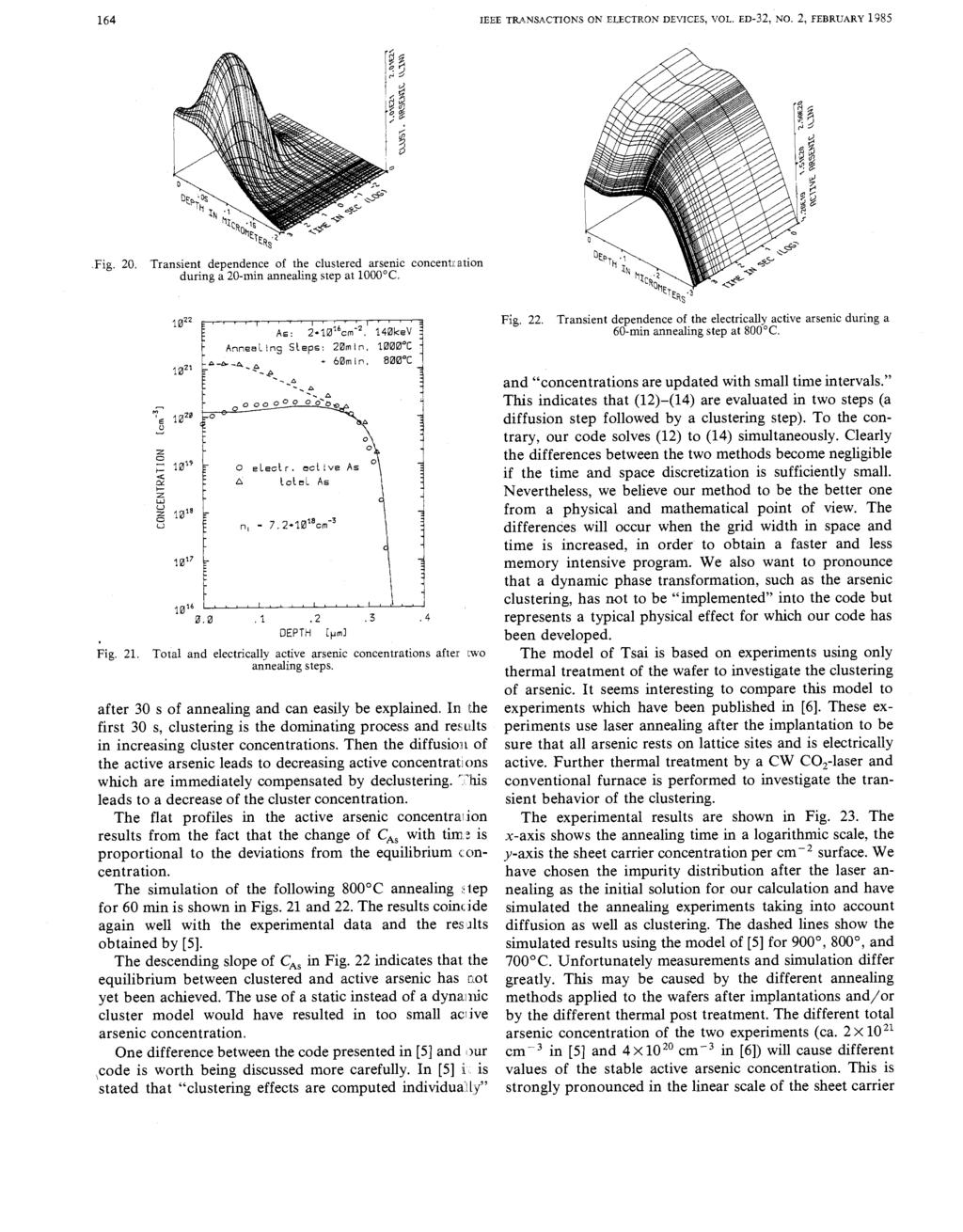 164 IEEE TR4NSAJCTIONS ON ELECTRON DEVICES, VOL. ED-32, NO. 2, FEBRUARY 1985 Fig. 2. Trnsient dependene of the lustered rseni onentrtion during 2-min nneling step t 1 C. 1 OZ2 Fig. 22.