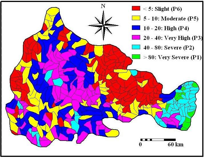 12 15.95 4.59 6.20 High 4161.32 10.08 5.89 7.95 Very high 3433.12 8.32 9.81 13.24 Figure 3. Sub-watershed of Indravati basin Average annual soil for sub-watersheds in Indravathi basin varies from 1.
