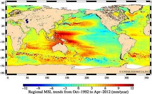 Observed sea level change global mean natural
