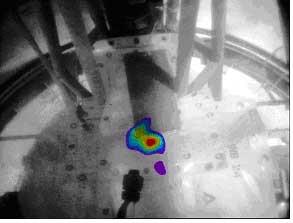 Figure 9: CABRI reactor vessel and CARTOGAM measurement points From the second measurement s point of view, CARTOGAM was able to see the top of the reactor vessel.