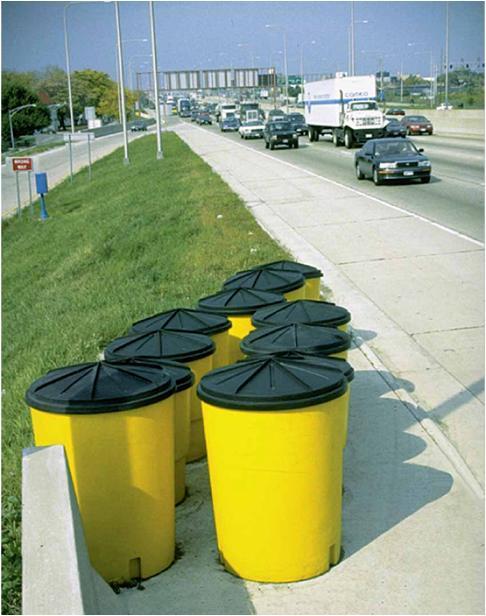 APPLICATIONS (continued) Crash barrels are often used along roadways for crash protection.