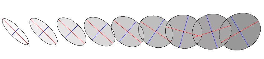 6 Results We provide some examples to illustrate the basic differences of the two interpolation methods. In the figures we use ellipses to represent tensors.