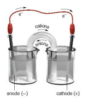 A voltaic cell or Galvanic Cell Two-half cells separated by a porous boundary with solid electrodes connected by an external circuit Electrons always travel in the