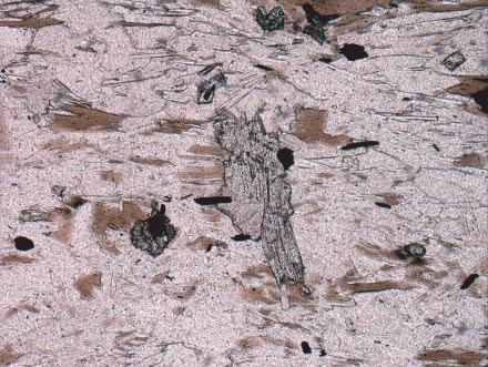 (c) Sample LK13: staurolite post-dating kyanite, as it grows at the rim of kyanite. Garnet is strongly corroded.