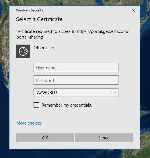 ArcGIS Earth supports secure authentication
