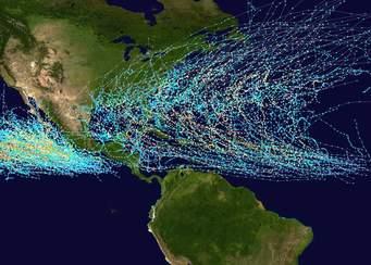Hurricanes in the Caribbean: Patterns The records over the past century show a wide band of hurricane activity across the Caribbean, with the least activity occurring in the