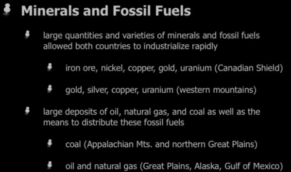NATURAL RESOURCES Minerals and Fossil