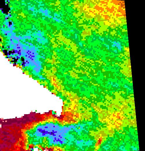 Therefore to facilitate comparison with the infra-red data which has a resolution of 1km, the whole of each SAR scene was reduced to a 512 512 image having 200m pixels derived as root mean square