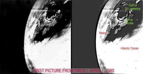 First picture transmitted by a weather satellite First cloud picture from space, October, 1946 from V-2