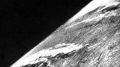 First weather satellite photo from TIROS-1, April 1, 1960 (bottom image).