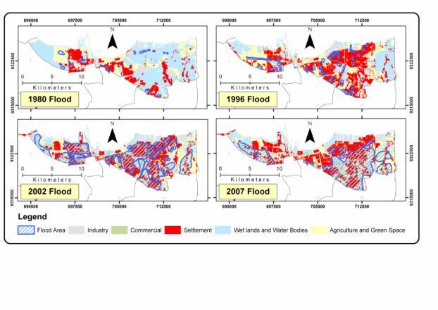 Figure 2. Time Series Flood in North Jakarta 3.2.1 Flood area in 1980 Flood in 1980 were caused by more than 500mm of maximum rain intensity on the day of flood with the average of 40 60mm.
