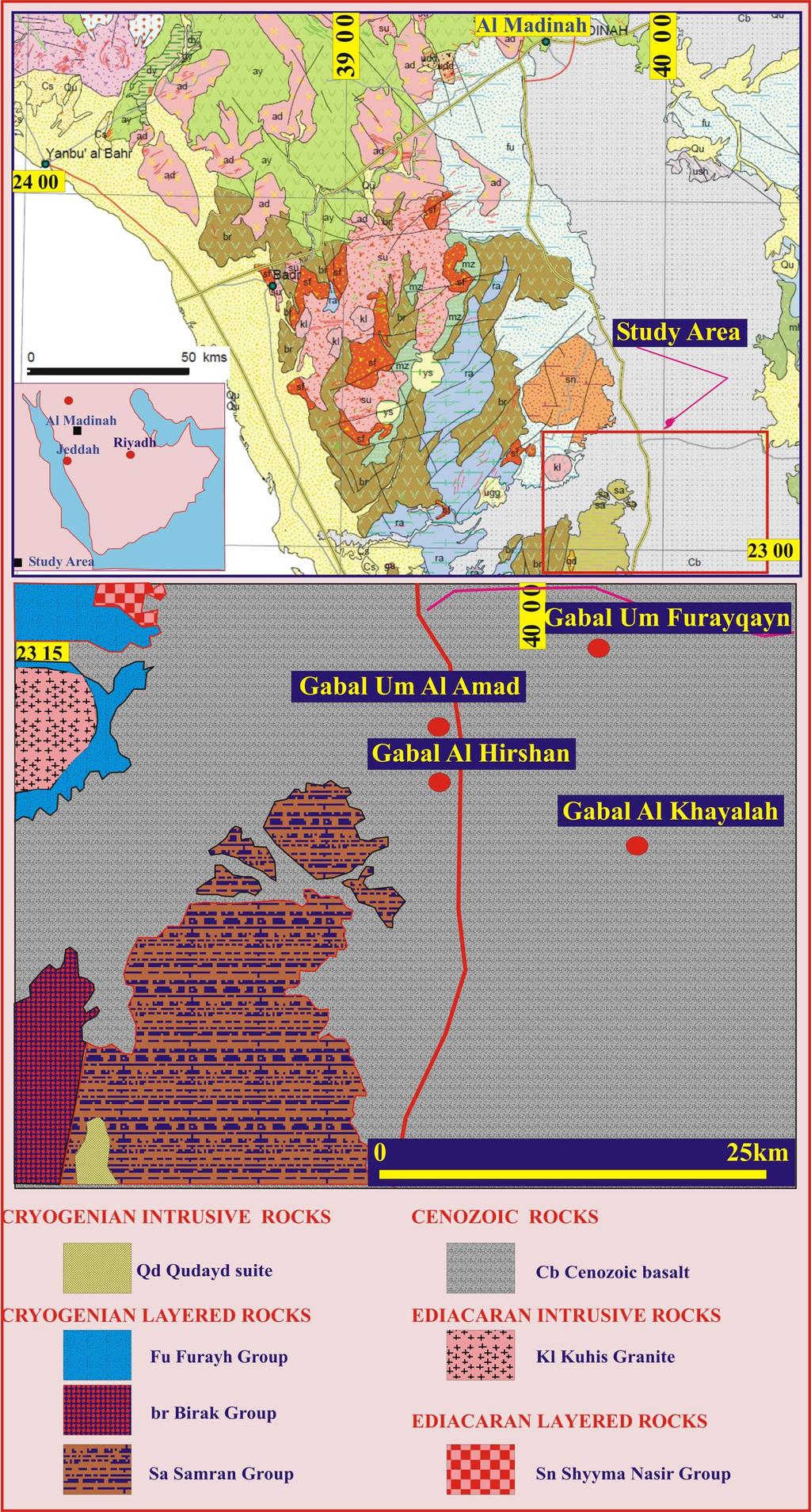 Fig. (1): Geologic map of the study area