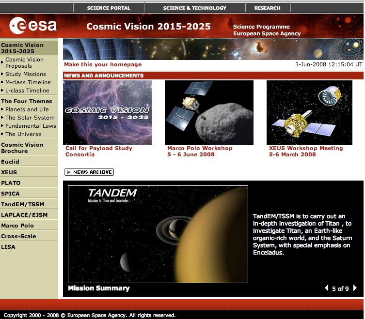 ESA Cosmic Vision http://sci.esa.