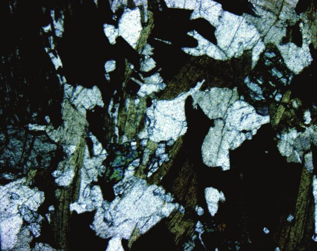 Distinguishing gabbronorite from the more mafic-rich variety of the orthopyroxene monzodiorite is difficult in the field.
