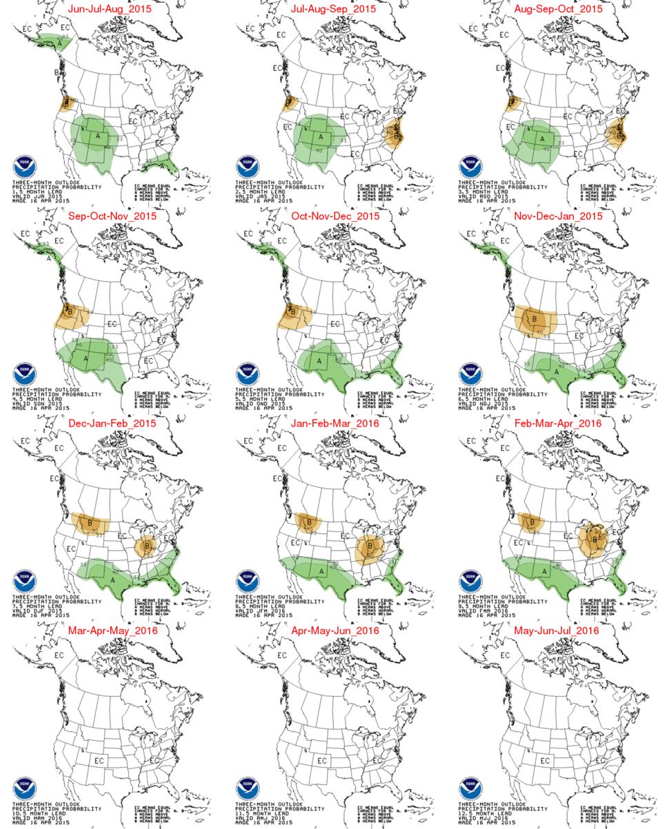 CPC Monthly and Seasonal Precipitation Prediction Released third Thursday of the month Seasonal: 13, 3-month