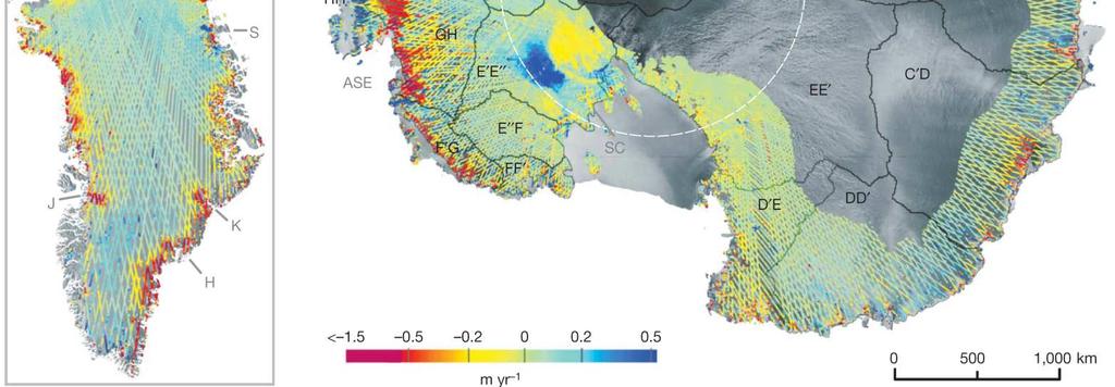 increased for some Greenland and Antarctic outlet glaciers, which drain
