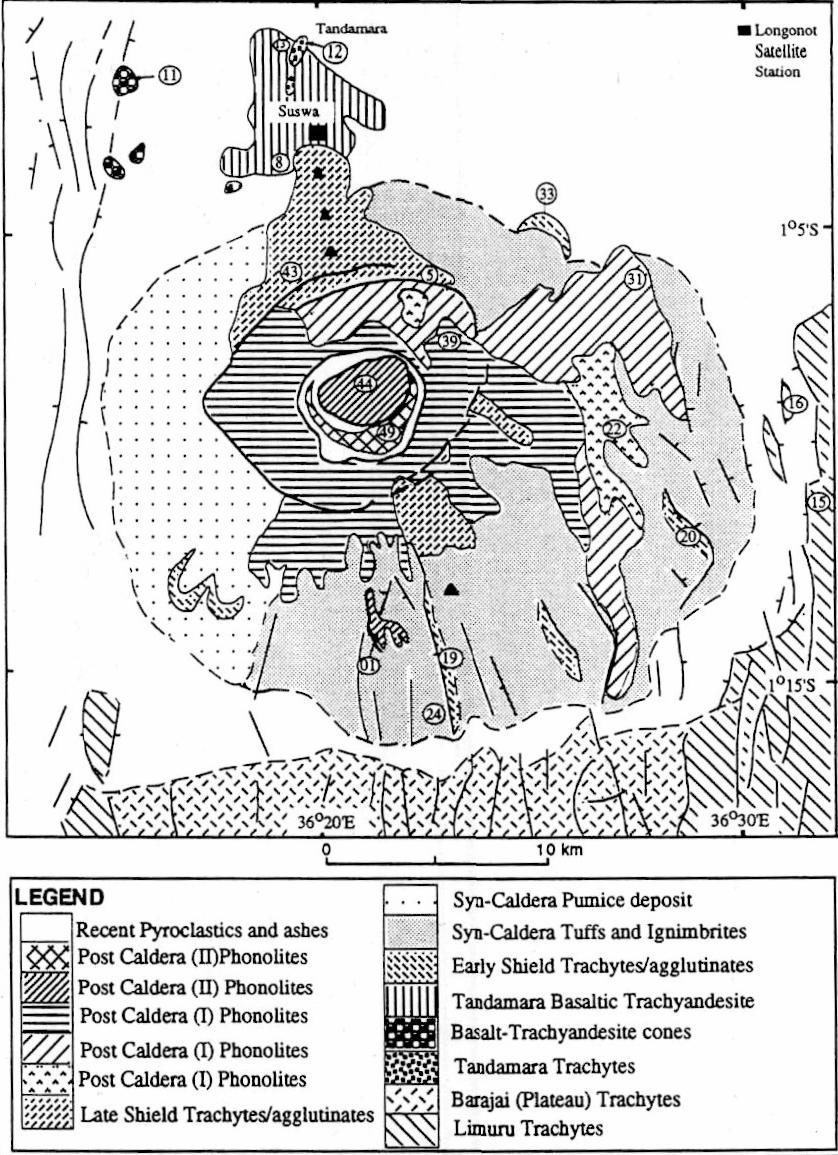 Suswa volcano Late Pleistocene caldera volcano Geothermometry temp