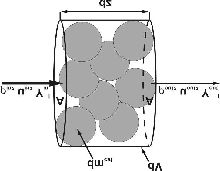 Figure 6: Mass balance over a PFR control volume with constant cross section (A =cross section in m 2, ρ =fluid density in kg/m 3, u =flow velocity in m/s, Y i =mass fraction of species i, dz =length