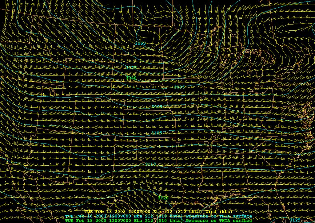 Same analysis with winds: Note the relationship between the contours of