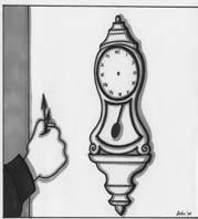 the hands of a clock, or